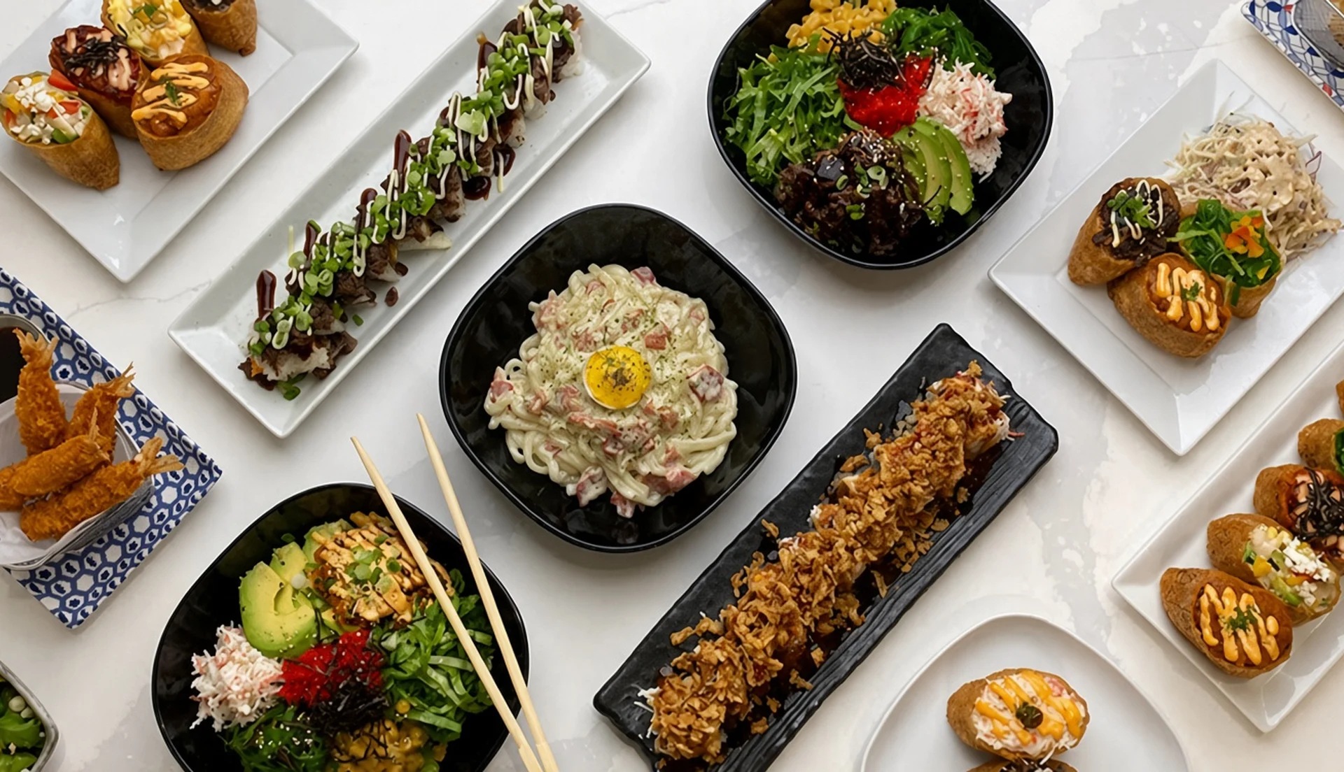 Pocket sushi and udon at Pocket Holic, Korean-Japanese sushi restaurant in Kensington, Calgary, AB